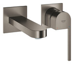 Одноважільний змішувач для раковини GROHE Plus на 2 отвори, розмір M, матовий твердий графіт, обмежувач потоку 5,7 л/хв, вилив 147 мм, настінний монтаж