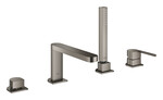 Одноважільний змішувач для ванни GROHE Plus на 4 отвори, шліфований твердий графіт, установка бортика ванни, керамічна головка 35 мм, витрата в трубці - 6,6 л / хв, металевий важіль