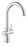 GROHE Red Duo Кухонна система кип'ятіння, хром, кран 7 л і бойлер, доступ до звичайної води і окропу, керамічна головка 28 мм, запобіжник, кут повороту виливу тип C 150 °, фільтр в комплекті
