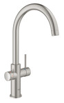 GROHE Red Duo Кухонна система кип'ятіння, нержавіюча сталь, кран 4 л і бойлер, доступ до звичайної води і окропу, керамічна головка 28 мм, запобіжник, кут повороту виливу типу C 150 °, фільтр в комплекті