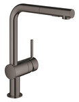 Bateria zlewozmywakowa Minta jednouchwytowa, hard graphite, kąt obrotu wylewki 360° głowica Ceramiczna 46 mm, wyciągana wylewka z przełącznikiem strumienia, metalowa główka prysznica