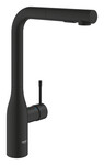 Кухонний змішувач Essence - одноважільний, керамічний картридж 28 мм, 2 струмені, висувний вилив, обертання 360°, чорний матовий