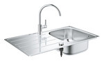 Zlewozmywak K200 z baterią kuchenną BauEdge, chrom