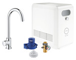 Професійний набір GROHE Blue із C-виливом, хромованим клапаном і охолоджувачем, доступ тільки до фільтрованої / газованої води, кут повороту виливу 150 °, модуль Buetooth, більша продуктивність - до 12 літрів охолодженої води на годину