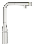 Bateria zlewozmywakowa Essence SmartControl z Funkcją SmartControl, stal nierdzewna, osobne kanały wodne, kąt obrotu wylewki 140° wyciągana wylewka, pierścień na korpusie do regulacji temperatury i ciśnienia