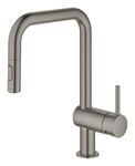 Bateria zlewozmywakowa Minta jednouchwytowa DN 15, </br>brushed hard graphite, obrotowa, wyciągana wylewka typu U, kąt obrotu 360°, głowica ceramiczna 46 mm