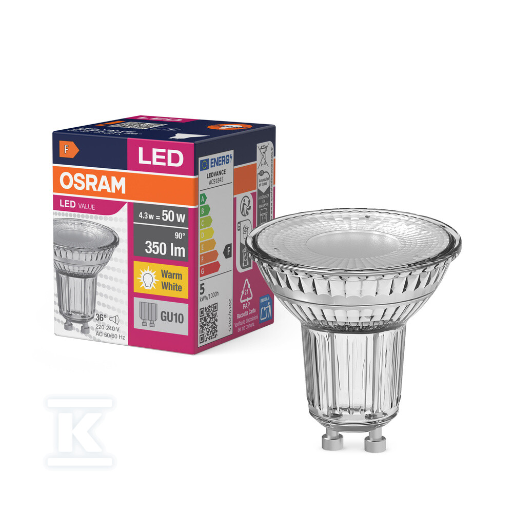 Лампа LED VALUE PAR16 4.3W 827 GU10 - 4058075521681