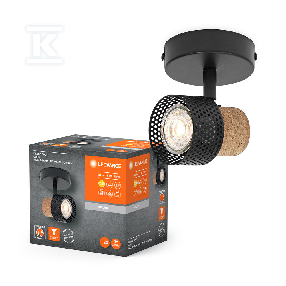 Oprawa LED DECOR SPOT CORK BLACK 1x3.4W - 4058075828667