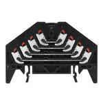 Zacisk rozdzielacza krosowego, PUSH IN, czarny, 1.5 mm2, 10 A, 250 V, liczba przyłączeń: 16, liczba poziomów: 4, TS 35 x 7.5, V-0, Poliwęglan, PRV 4 SW 35X7.5 RT