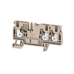 Blok zacisku przelotowego, PUSH IN, Ciemnobeżowy, 4 mm2, 32 A, 800 V, liczba przyłączeń: 3, A3C 4