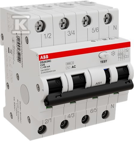 Wyłącznik różnicowo-nadprądowy, 3P+N, - 2CSR256040R1254