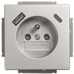 Gniazdo 230V USB A+C, Future linear 83 srebrny aluminium 20 MUCB2USBAC-83-500