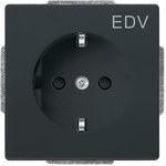 Gniazdo SCHUKO z nadrukiem „EDV" z szybkozłączami z uziemieniem, 2P+E z przesłonami Carat, Future antracyt 20 EUCKS/DV-81