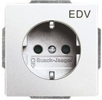 Gniazdo SCHUKO z nadrukiem „EDV" z szybkozłączami z uziemieniem, 2P+E z przesłonami Future aluminiowo srebrny 20 EUCKS/DV-83