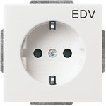 Gniazdo SCHUKO z nadrukiem „EDV" z szybkozłączami z uziemieniem, 2P+E z przesłonami Carat, Future-biały STUDYJ 20 EUCKS/DV-84