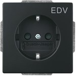 Gniazdo SCHUKO z nadrukiem „EDV" z szybkozłączami z uziemieniem, 2P+E z przesłonami Future czarny matowy 20 EUCKS/DV-885