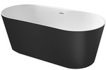 Wanna RAINA Stonex® 1590x790 wolnostojąca z syfonem, kolor czarny mat zewnątrz / biały wewnątrz