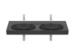 Umywalka Meridian ścienna / meblowa podwójna 120x46 cm Fineceramic® CZARNY MAT