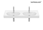 Umywalka Meridian ścienna / meblowa podwójna 120x46 cm Fineceramic® SUPRAGLAZE