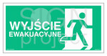 Wyjście ewakuacyjne w prawo, 30 x 15 cm, PS - płyta sztywna 1mm fotoluminescencyjna