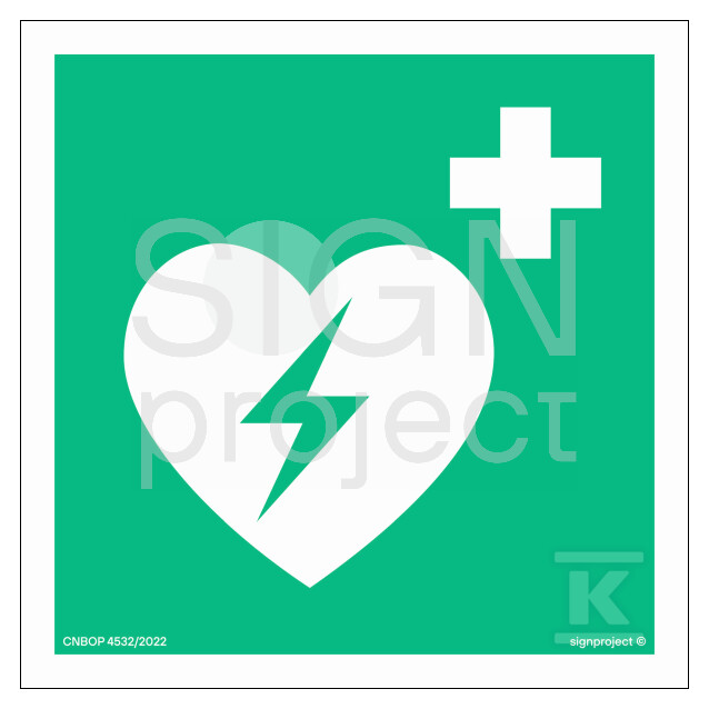 Defibrylator (AED), 25 x 25 cm, KS - - AE010_200X200_KS
