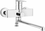 Wall-mounted washbasin mixer ALPINIA chrome with an elongated spout and a floor. on the snake - new February