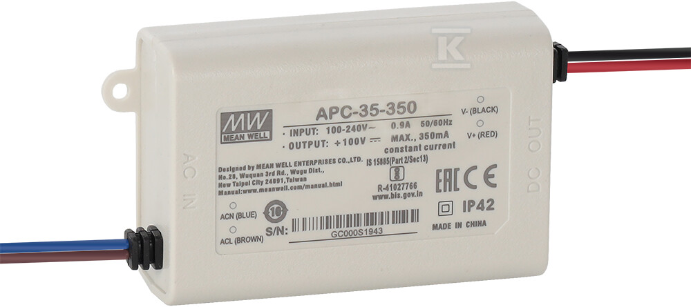 Блок живлення LED APC 28-100V/35W/350mA - APC-35-350