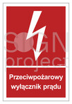 Przeciwpożarowy wyłącznik prądu, 40 x 59,4 cm, TS - płyta TD fotoluminescencyjna