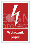 Wyłącznik prądu, 15 x 22,2 cm, PN - płyta sztywna 1mm