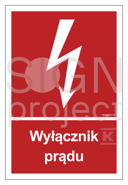 Wyłącznik prądu, 25 x 37 cm, FN - folia - BC007_250X370_FN