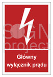 Główny wyłącznik prądu, 20 x 29,6 cm, PS - płyta sztywna 1mm fotoluminescencyjna