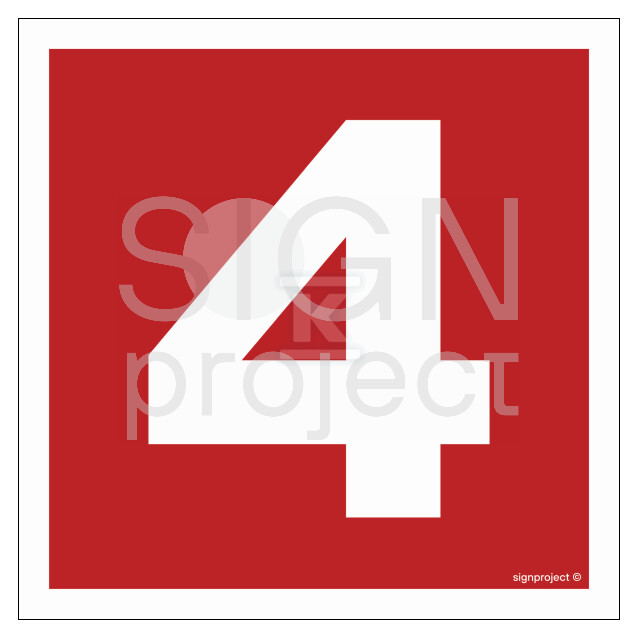 Liczba 4, 10 x 10 cm, FS - folia - BC024_100X100_FS