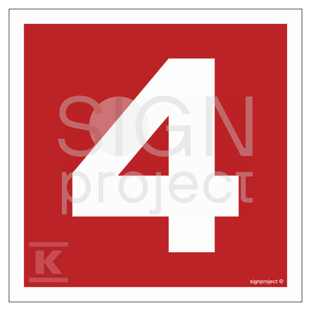 Liczba 4, 15 x 15 cm, FN - folia - BC024_150X150_FN