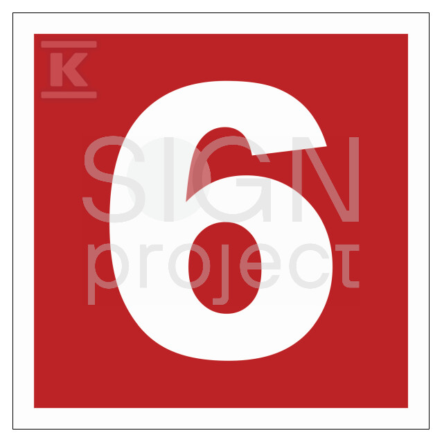 Liczba 6, 20 x 20 cm, FS - folia - BC026_200X200_FS