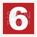 Liczba 6, 20 x 20 cm, PS - płyta sztywna 1mm fotoluminescencyjna
