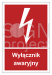 Wyłącznik awaryjny, 20 x 29,6 cm, PS - płyta sztywna 1mm fotoluminescencyjna