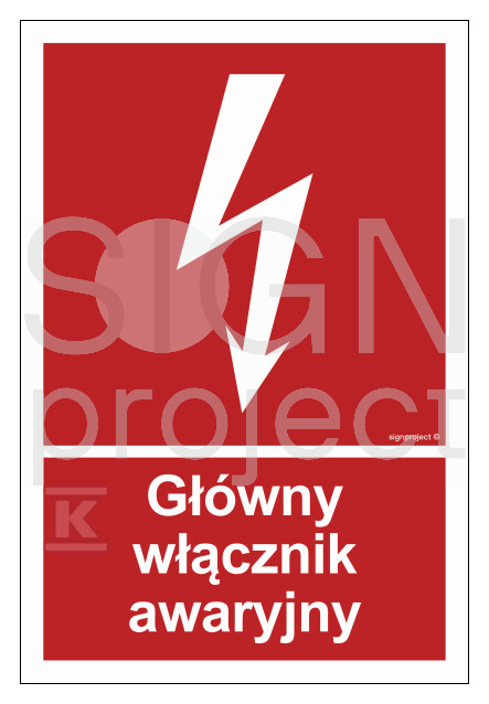 Główny włącznik awaryjny, 15 x 22,2 cm, - BC035_150X222_FN