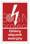 Główny włącznik awaryjny, 20 x 29,6 cm, PN - płyta sztywna 1mm