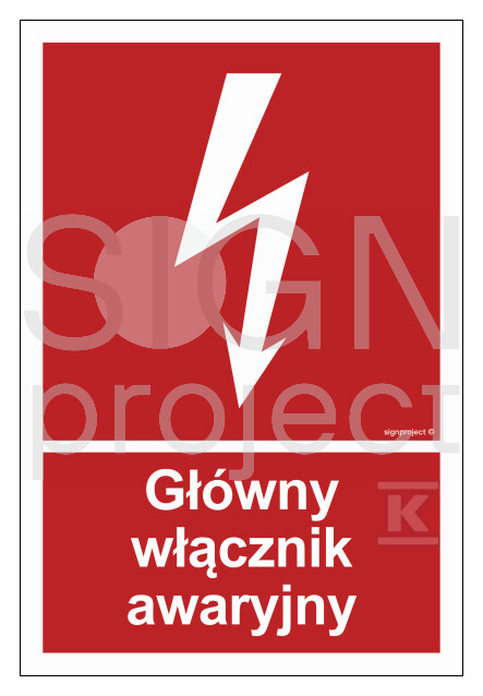 Główny włącznik awaryjny, 40 x 59,4 cm, - BC035_400X594_KN