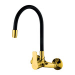 Змішувач настінний з гнучким виливом VERSO чорно/золотий