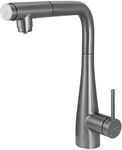 Змішувач для кухні Eridan, титан, з висувним гусаком та підключенням до фільтра води