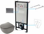 Комплект унітазу прихованого монтажу 6 в 1 Peonia, антрацит, титан