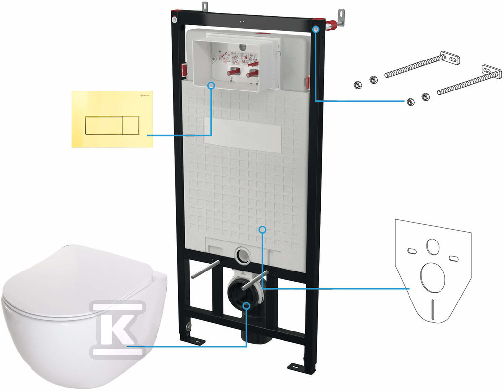 Zestaw WC podtynkowy 6 w 1 Peonia, - CDEZ6ZPW