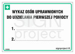 Wykaz osób uprawnionych do udzielania pierwszej pomocy, 14,8 x 10,5 cm, FN - folia samoprzylepna