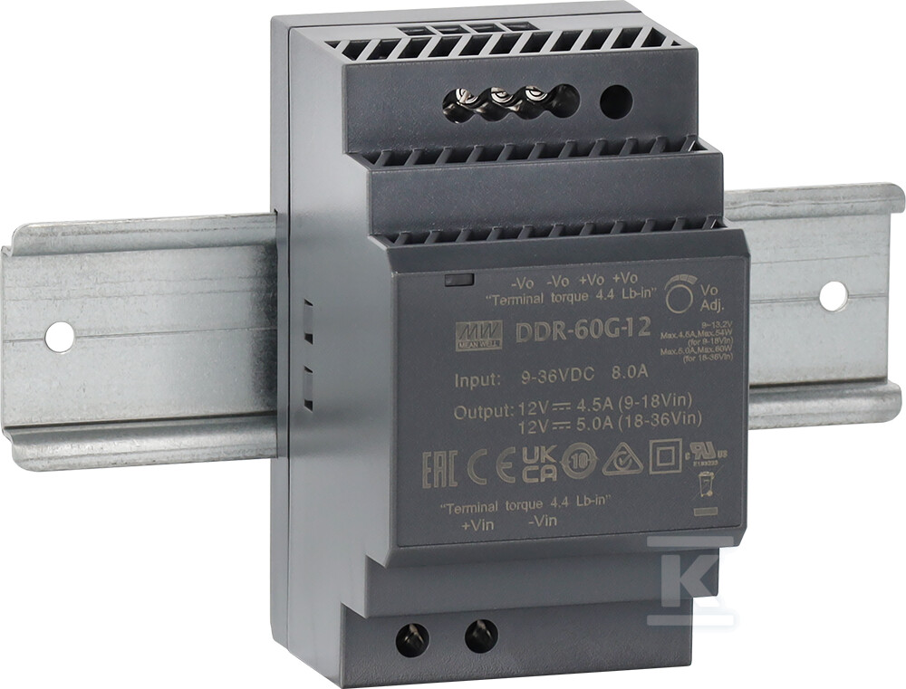 Przetwornica DC/DC na szynę DIN DDR - DDR-60G-12