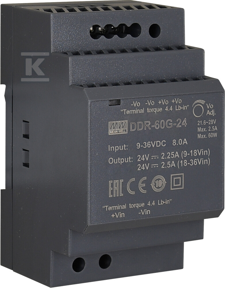 Przetwornica DC/DC na szynę DIN DDR - DDR-60G-24