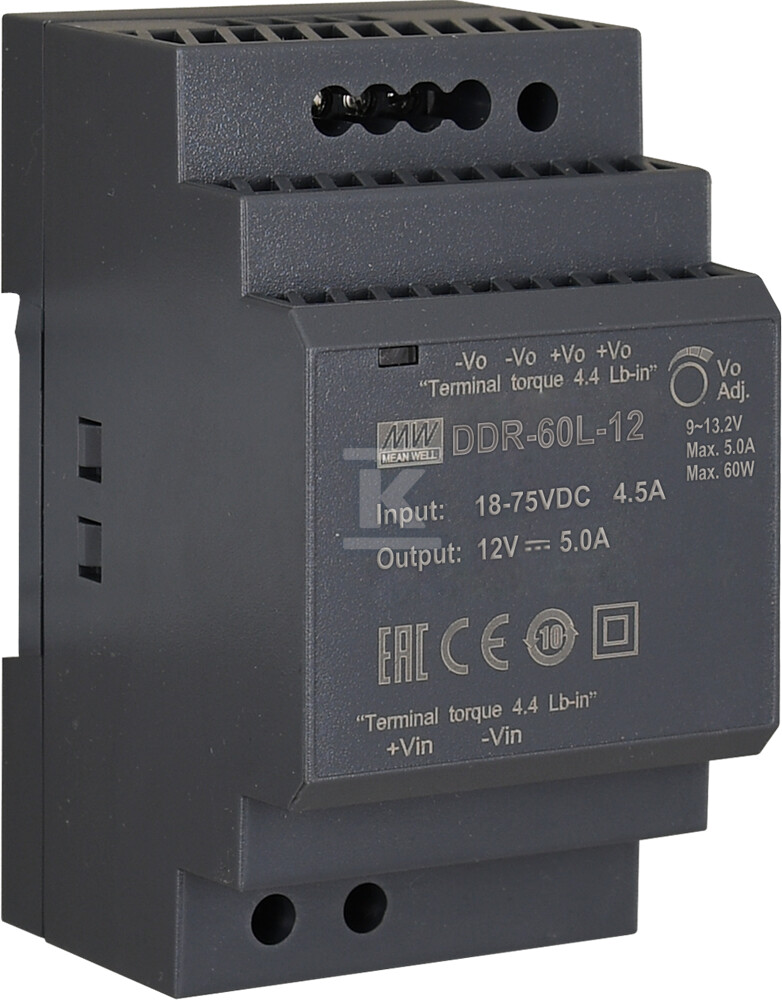 Przetwornica DC/DC na szynę DIN DDR - DDR-60L-12