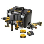 Zestaw Combo 18V XR: wiertarko-wkrętarka DCD800, młotowiertarka DCH172, szlifierka kątowa DCG405, 2 akumulatory 5.0Ah, ładowarka, walizka TSTAK DCK355P2T-QW