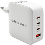 Мережевий зарядний пристрій 140W GaN/5-20V/2.5-5A/3 x USB-C PD/1 x USB QC 3.0/Білий QOLTEC