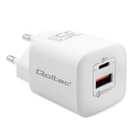 Мережевий зарядний пристрій 35W GaN ULTRA/5-20V/2.25-3A/1 x USB Type C PD/1 x USB QC 3.0/Білий QOLTEC